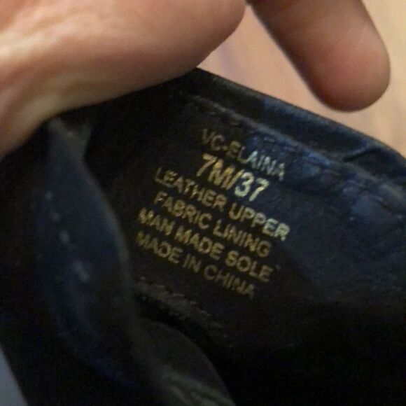 Vince Camuto black and gold heeled booties Suede genuine leather size 7 - Picture 4 of 9